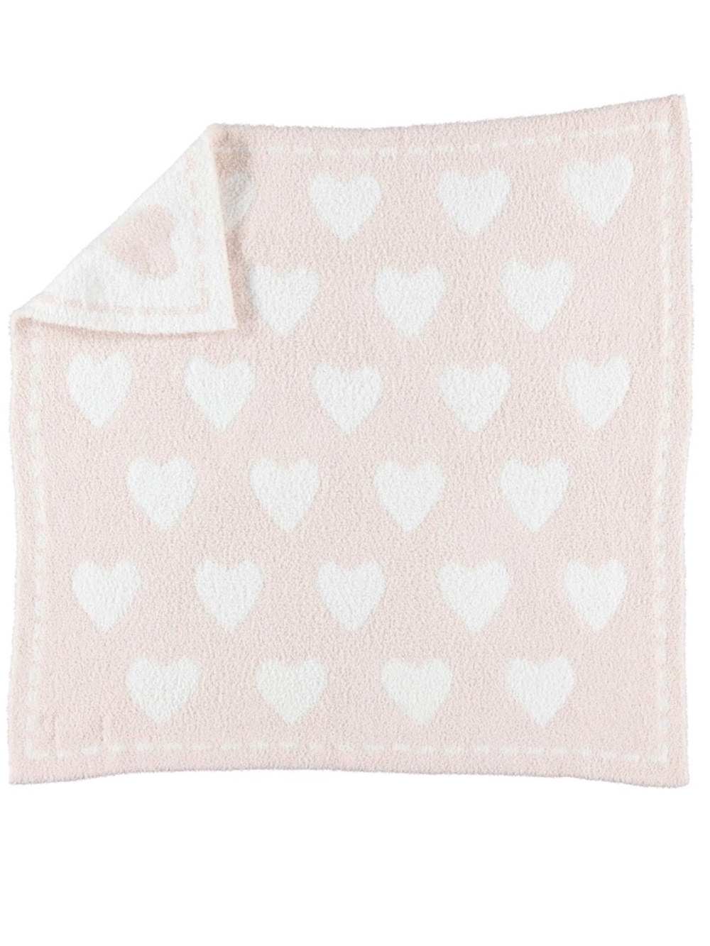 New Barefoot Dreams Cozy Chic Baby Receiving Blanket Pink Hearts 30" x 30"